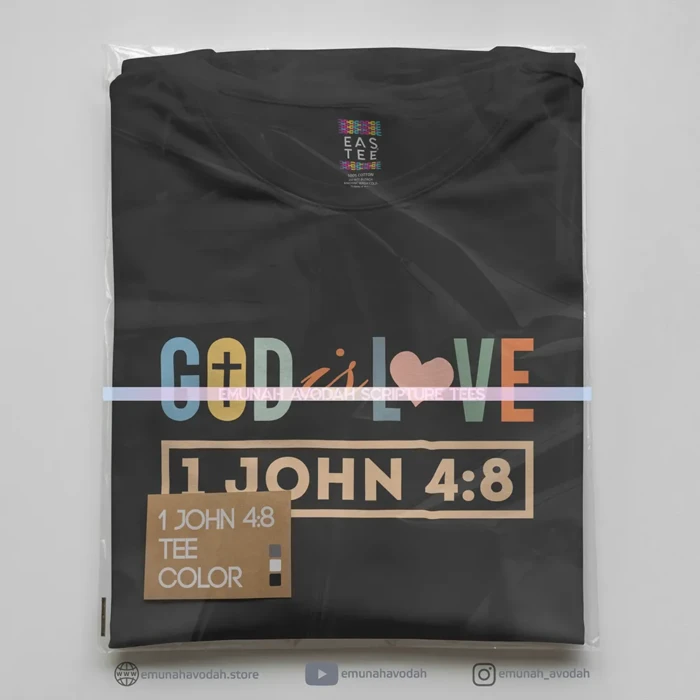 Elegant T-Shirt with 1 John 4:8 words - Image 2